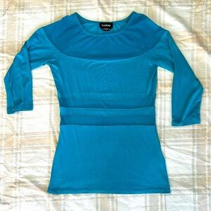 BEBE turquoise top with sheer sections Small